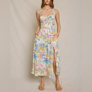 Summer Somewhere Halter Neck Midi Dress